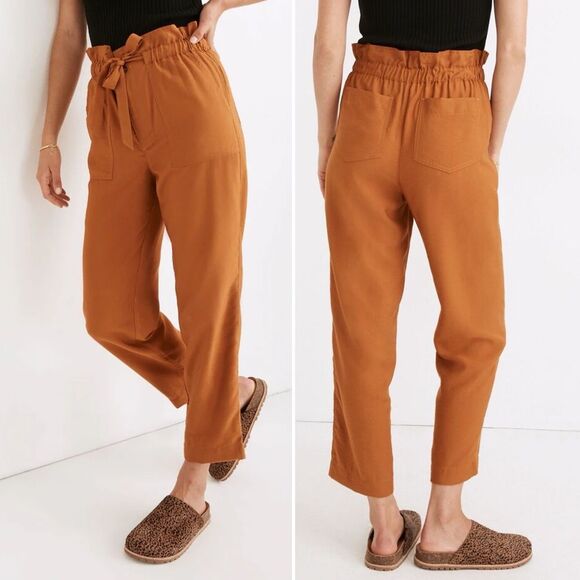 NWT Madewell Dunaway Paperbag Flowy Belted Pants in Copper Penny Size Small NEW - Picture 9 of 13